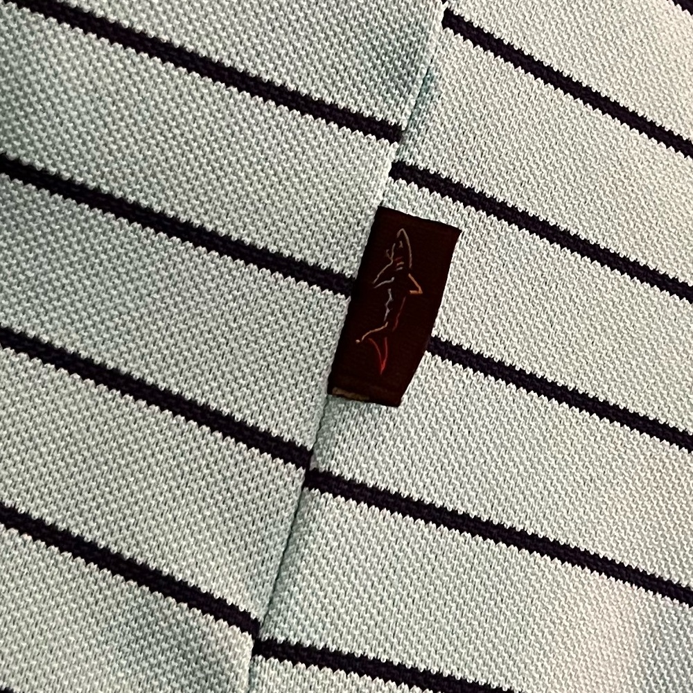Greg Norman for Tasso Elba Five Iron Stripped Teal Golf Polo Size L - Picture 5 of 6